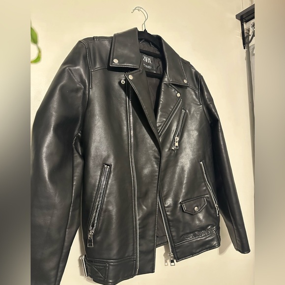 Zara Black Leather Jacket - Picture 5 of 8